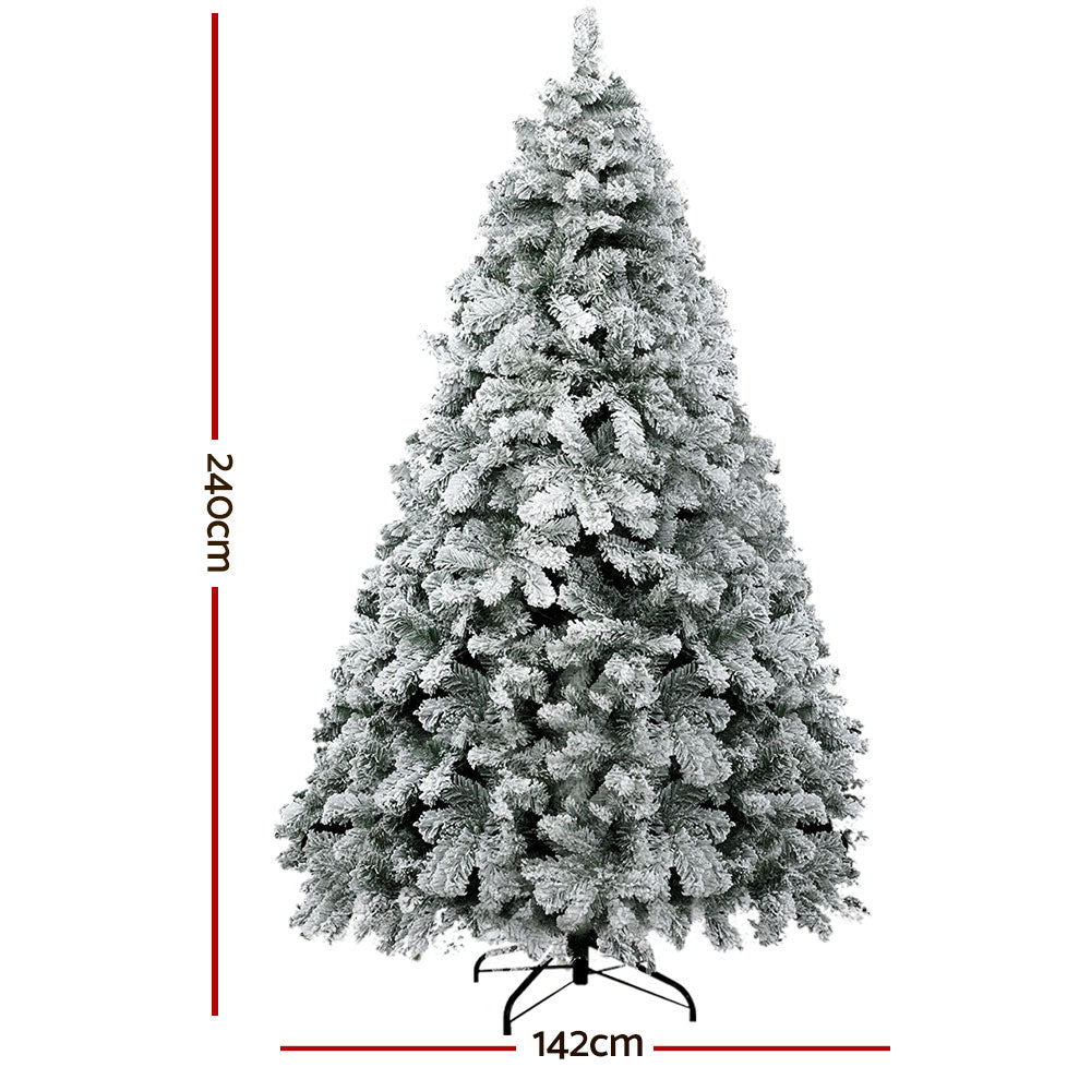 8FT Snow Flocked Fir Christmas Tree with 1165 Tips