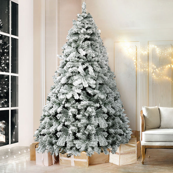 8FT Snow Flocked Fir Christmas Tree with 1165 Tips