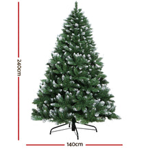8FT Snow Frosted Fir Christmas Tree with 1225 Tips
