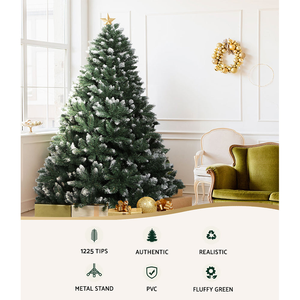 8FT Snow Frosted Fir Christmas Tree with 1225 Tips