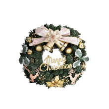 60CM Christmas Wreath with Gold Bow, Flowers & Merry Christmas Sign