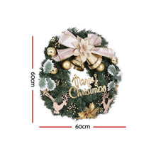 60CM Christmas Wreath with Gold Bow, Flowers & Merry Christmas Sign