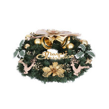 60CM Christmas Wreath with Gold Bow, Flowers & Merry Christmas Sign