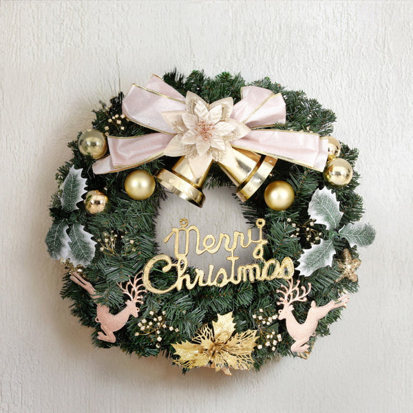 60CM Christmas Wreath – Gold Bow, Reindeer & Baubles