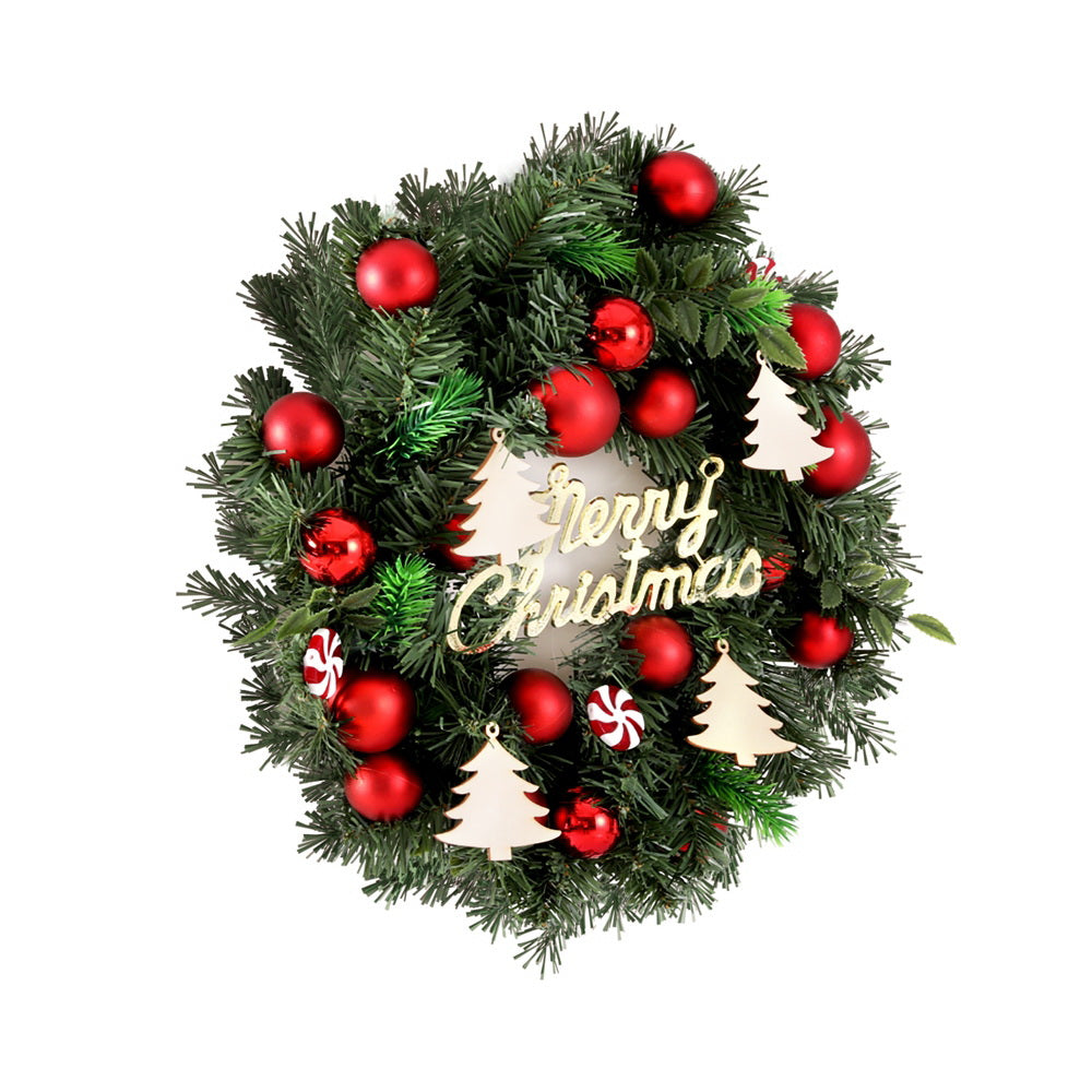 40CM Christmas Wreath with Baubles & Candy Decorations