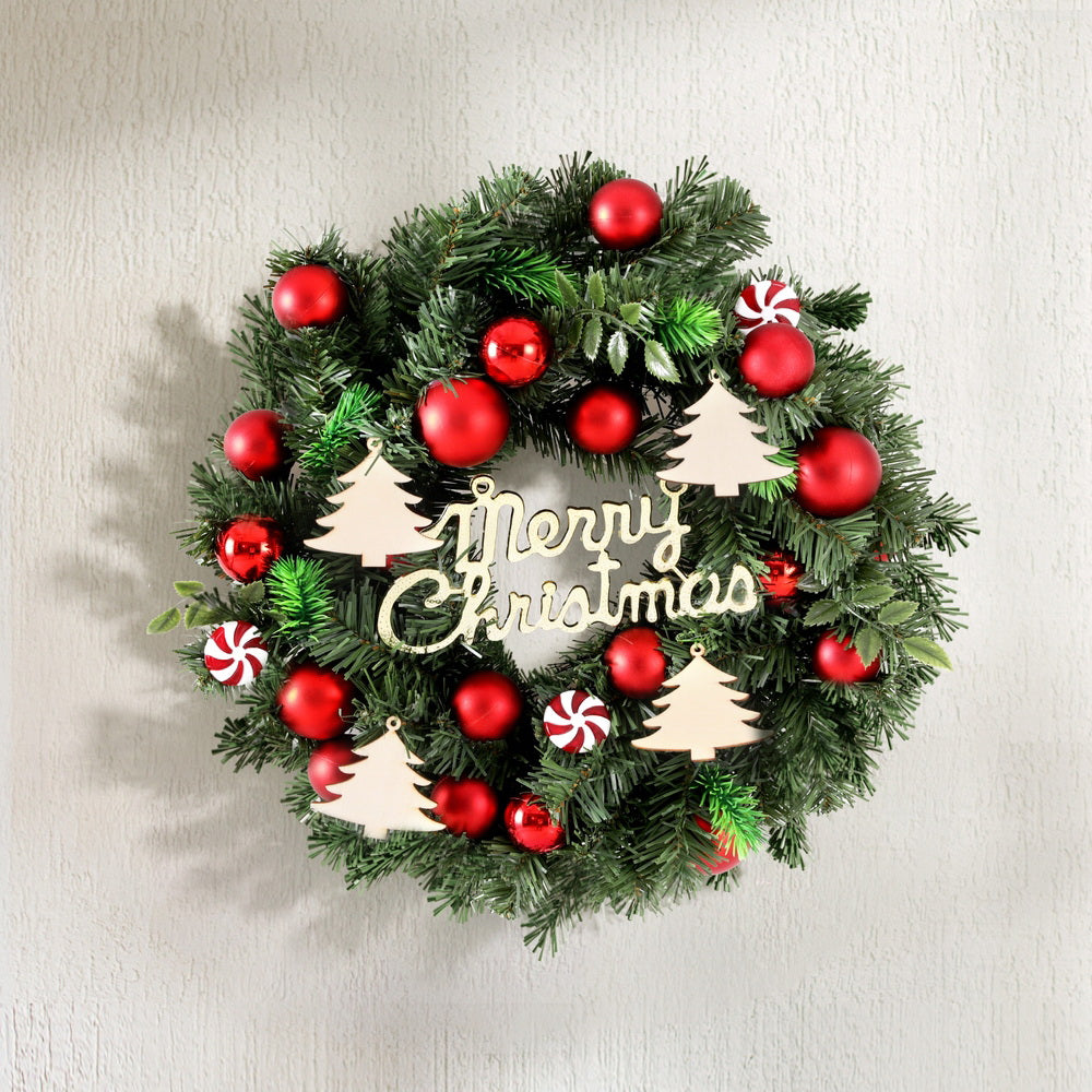 40CM Christmas Wreath – Candy Baubles & Decorative Plaque