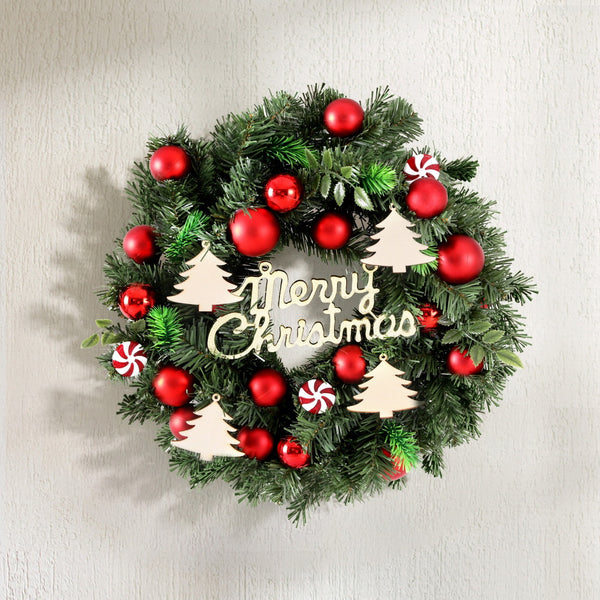 40CM Christmas Wreath – Candy Baubles & Decorative Plaque