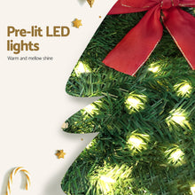 35CM Pre-Lit Cat Christmas Wreath with Bow & Poinsettia
