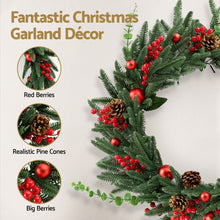 60CM Pre-Lit Christmas Wreath with 50 Warm White LEDs, Pine Cones & Berries