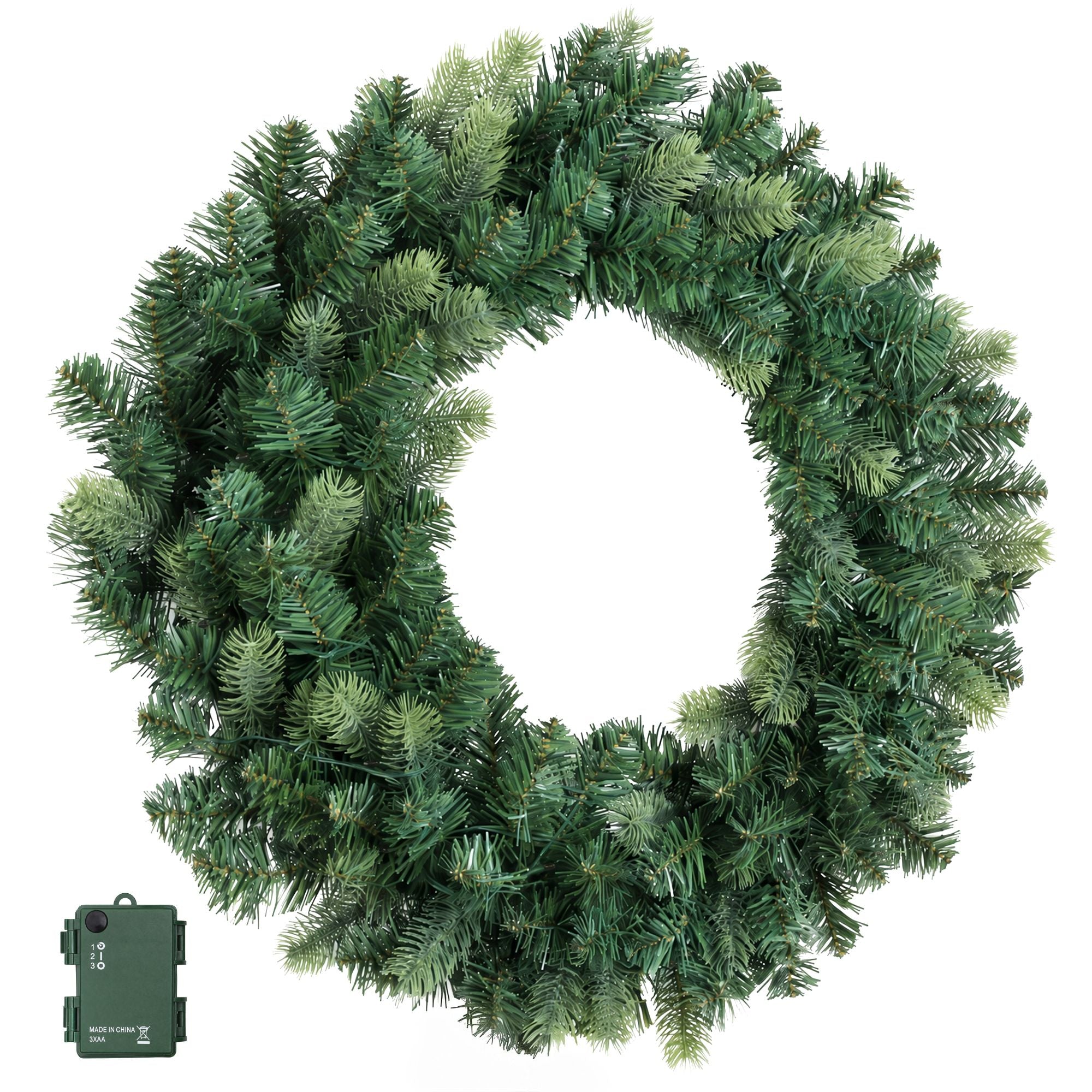 60CM Pre-Lit Christmas Wreath with 35 Warm White LED