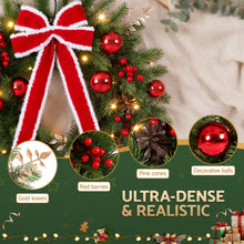 60CM Pre-Lit Christmas Wreath with Red Bow & 30 LED