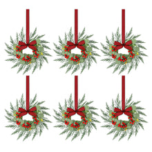 26CM Christmas Wreaths with Plaid Bows – 6 Pack
