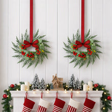 26CM Christmas Wreaths with Plaid Bows – 6 Pack