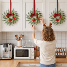 26CM Christmas Wreaths with Plaid Bows – 6 Pack