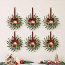 26CM Christmas Wreaths with Plaid Bows – 6 Pack