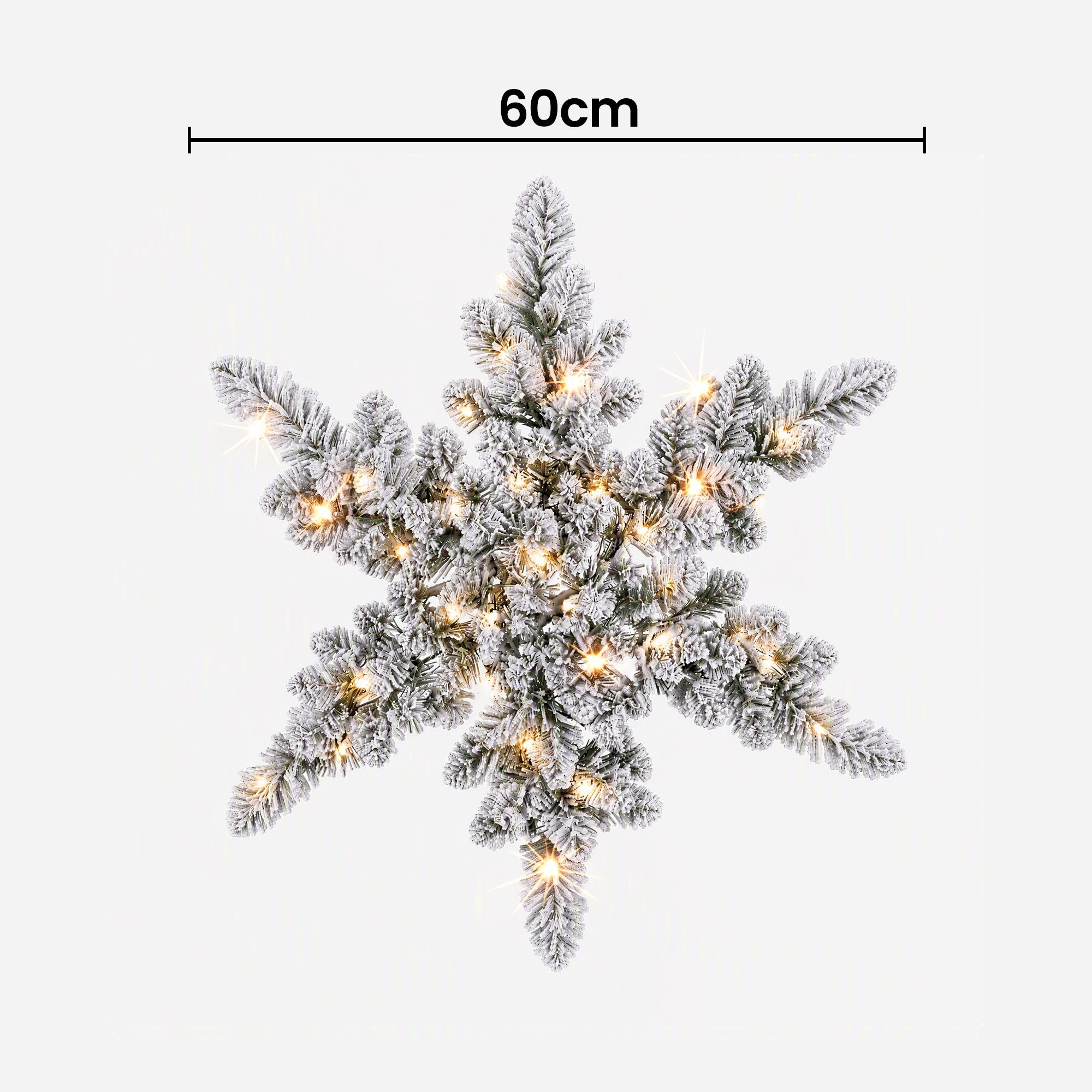 60CM Pre-Lit Snowflake Christmas Wreath with 40 LED