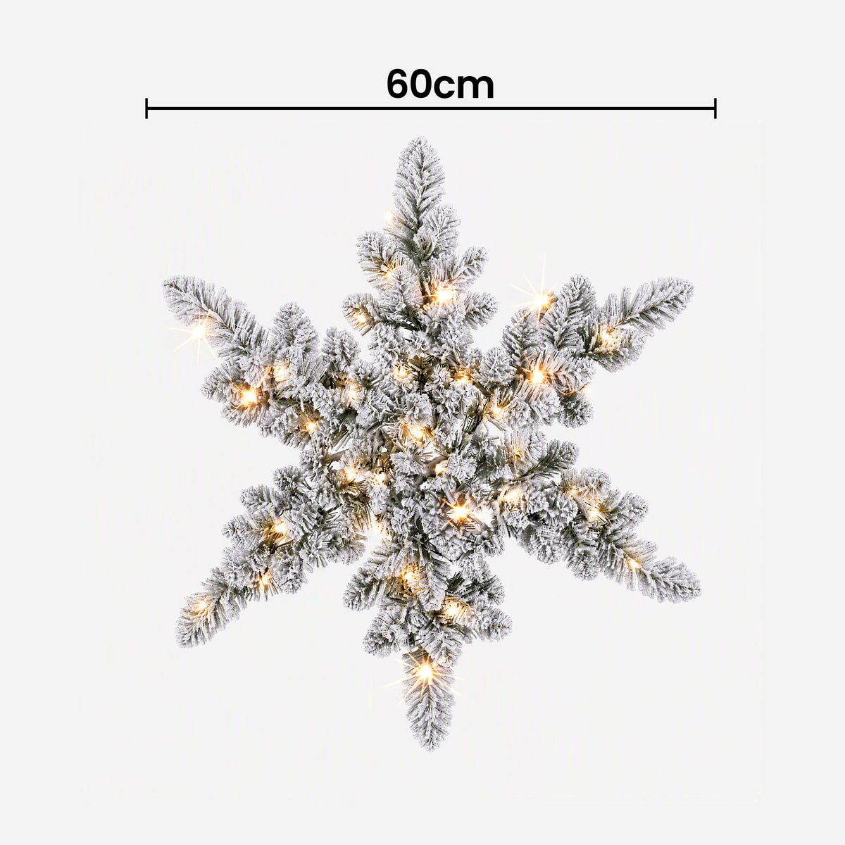 60CM Pre-Lit Snowflake Christmas Wreath with 40 LED