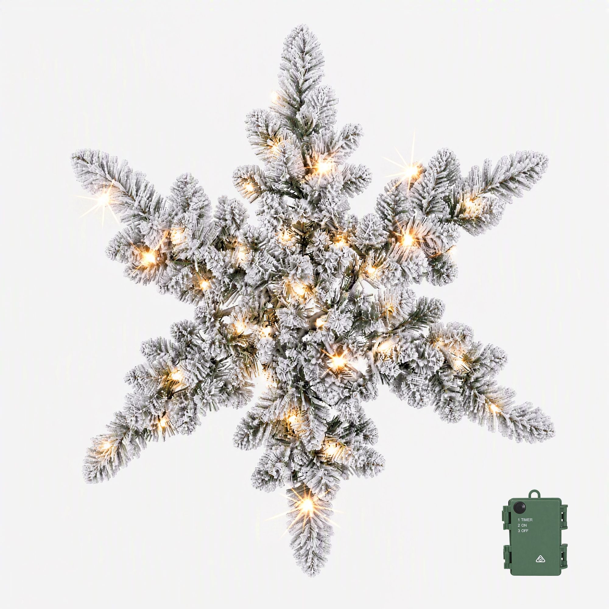 60CM Pre-Lit Snowflake Christmas Wreath with 40 LED