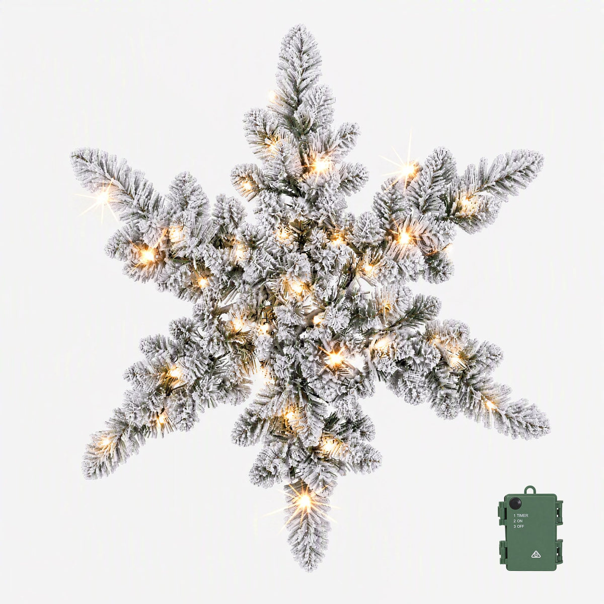 60CM Pre-Lit Snowflake Christmas Wreath with 40 LED