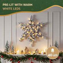 60CM Pre-Lit Snowflake Christmas Wreath with 40 LED