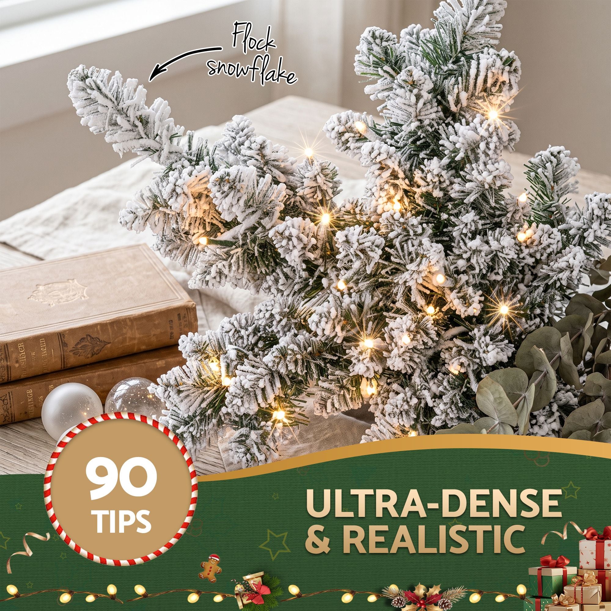 60CM Pre-Lit Snowflake Christmas Wreath with 40 LED