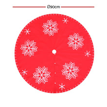 90CM Christmas Tree Skirt – Red Snowflake Design