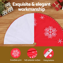 90CM Christmas Tree Skirt – Red Snowflake Design
