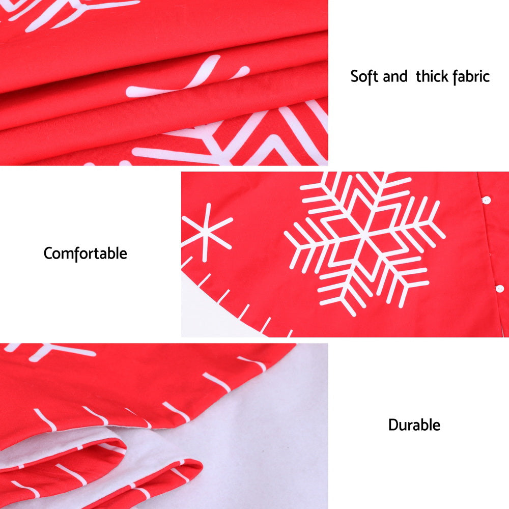 90CM Red Christmas Tree Skirt with Snowflake Print