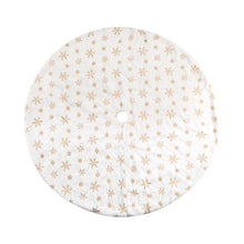 120CM White Christmas Tree Skirt with Gold Sequin Snowflakes