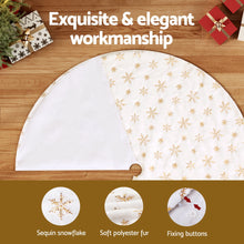 120CM White Christmas Tree Skirt with Gold Sequin Snowflakes