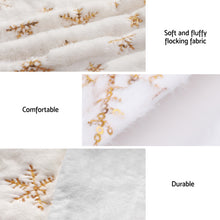 120CM White Christmas Tree Skirt with Gold Sequin Snowflakes