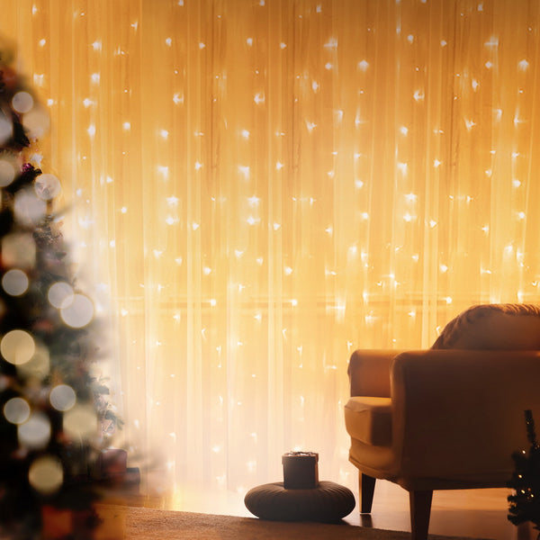 3M x 3M Curtain Christmas Lights – 300 Warm White LEDs