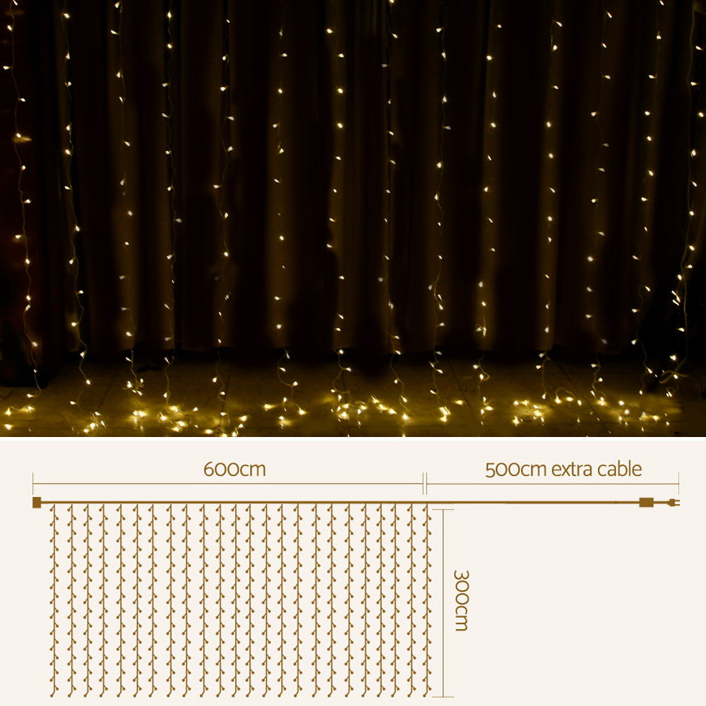 6M x 3M Curtain Lights with 600 Warm White LEDs
