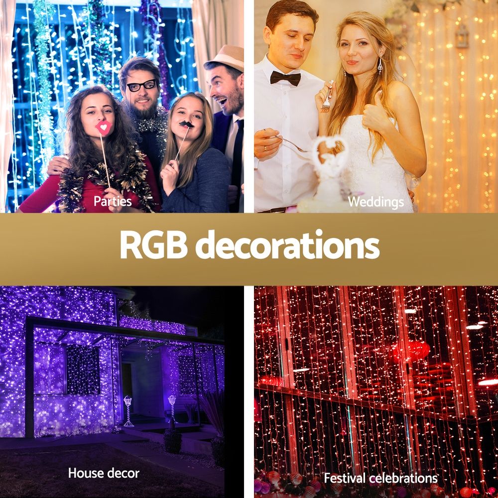 6M x 3M RGB Curtain Christmas Lights with Remote – 960 LEDs
