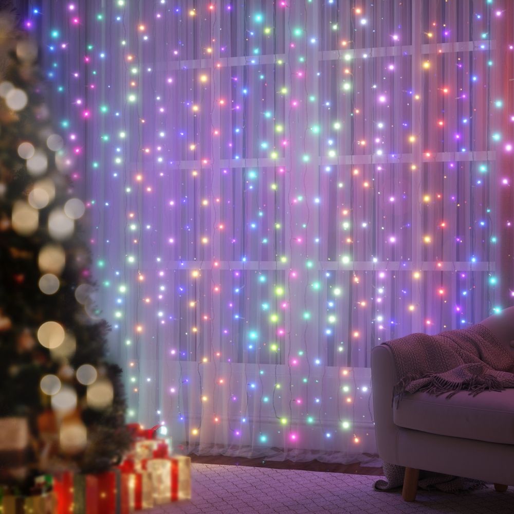 6M x 3M RGB Curtain Christmas Lights with Remote – 960 LEDs