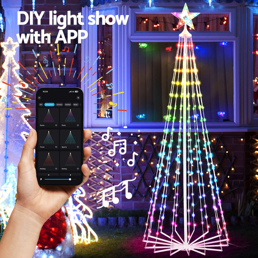 7FT RGB LED Christmas Tree – 265 Tips, 265 Multicolour LED Lights