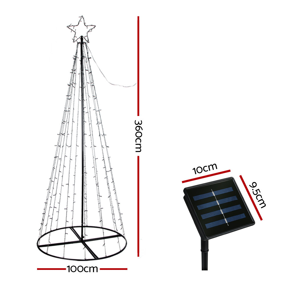 12FT Solar Multicolour LED Christmas Tree with Star Topper