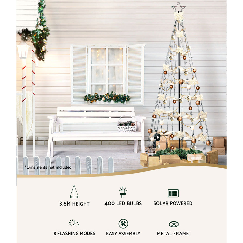 12FT Solar Multicolour LED Christmas Tree with Star Topper