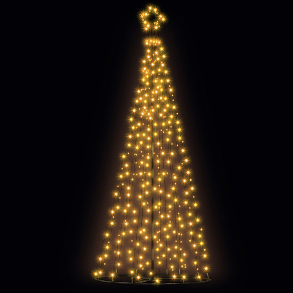 12FT Solar Warm White LED Christmas Tree with Star Topper