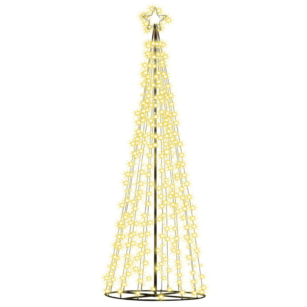 12FT Solar Warm White LED Christmas Tree with Star Topper