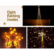 12FT Solar Warm White LED Christmas Tree with Star Topper