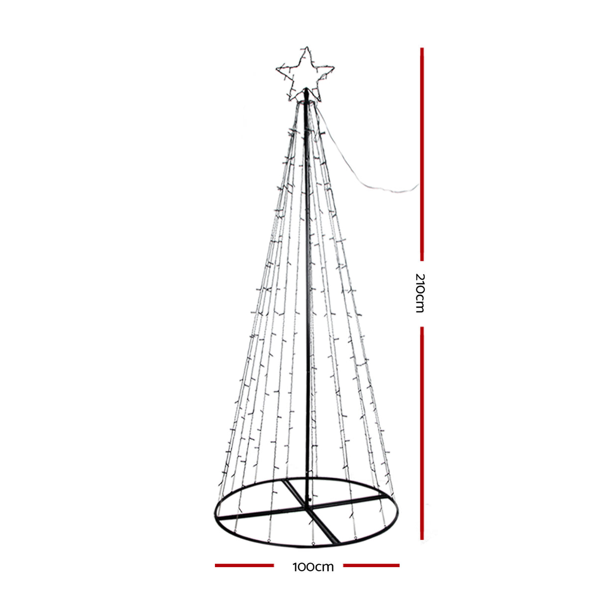 7FT Solar LED Christmas Tree with Star Topper – 264 Multicolour LEDs