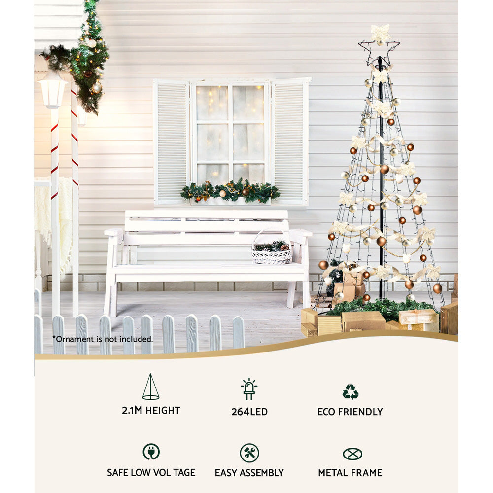 7FT Solar LED Christmas Tree with Star Topper – 264 Multicolour LEDs