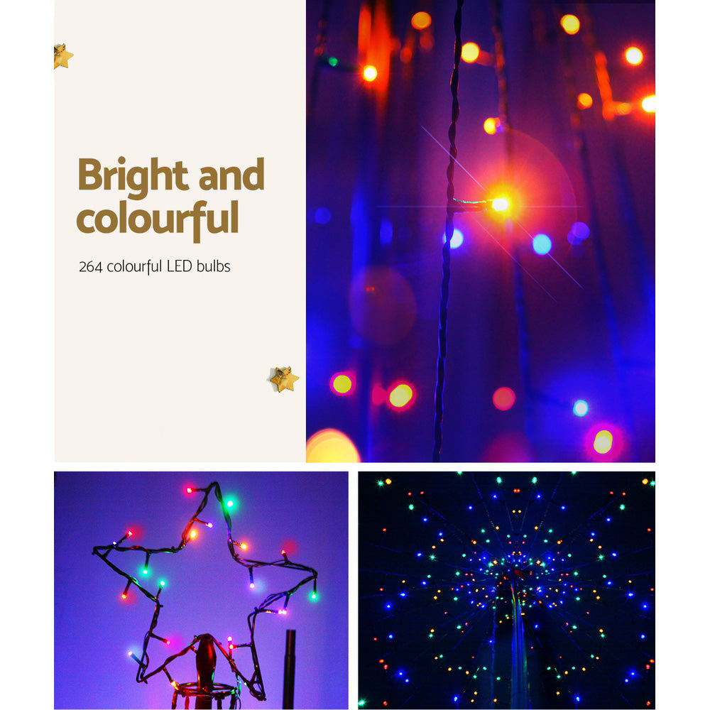 7FT Solar LED Christmas Tree with Star Topper – 264 Multicolour LEDs