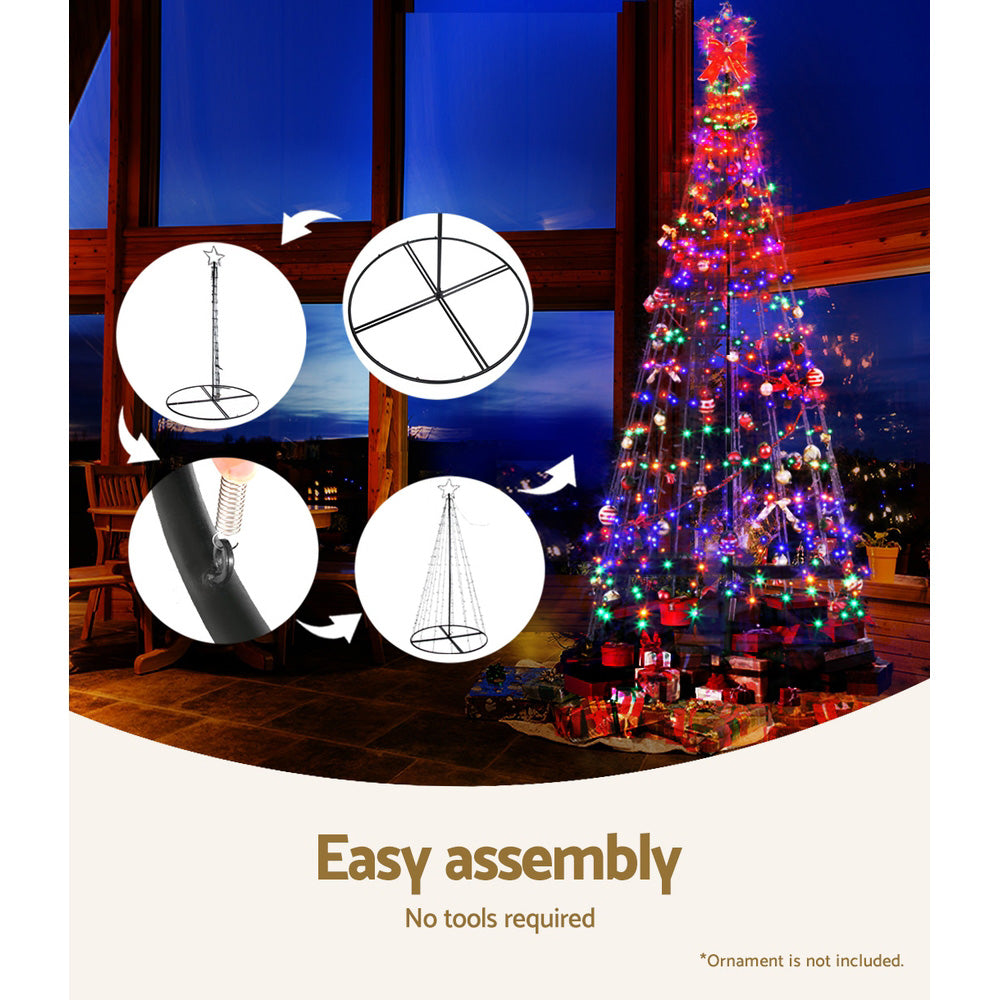 7FT Solar LED Christmas Tree with Star Topper – 264 Multicolour LEDs