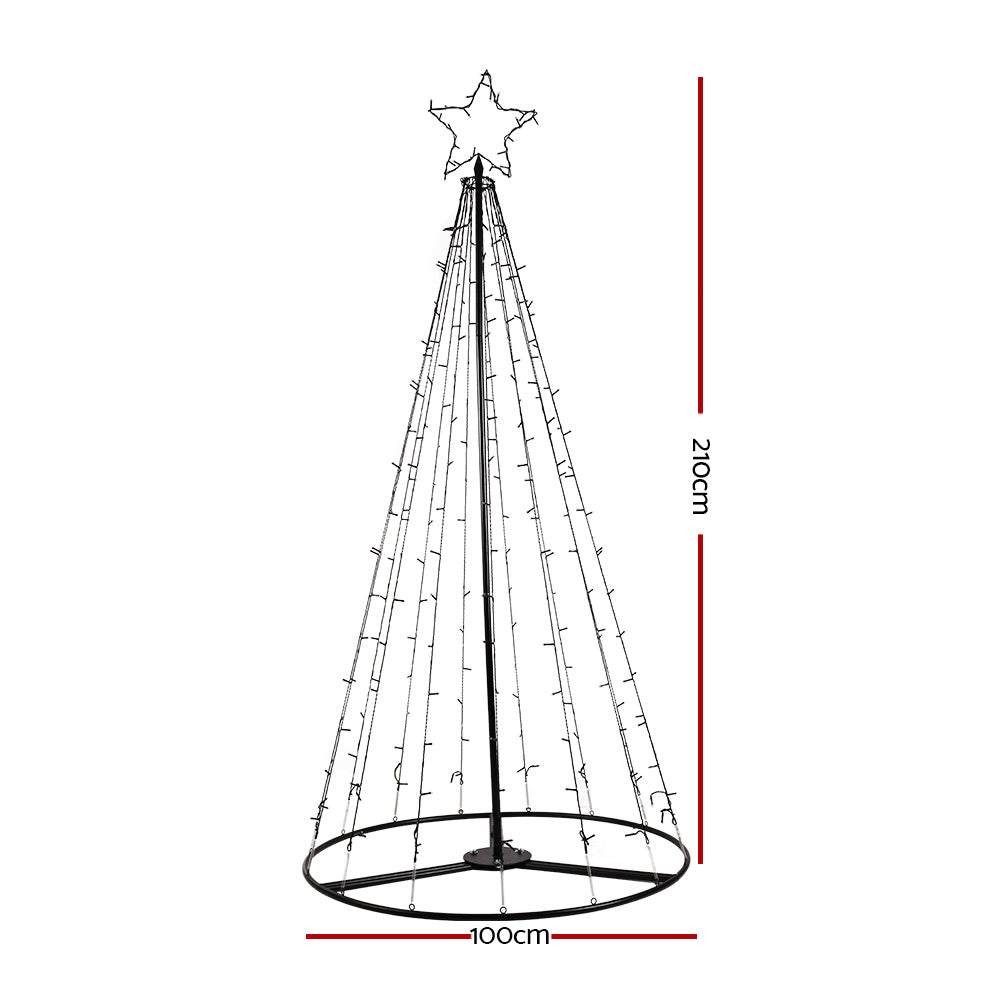 7FT Solar Warm White LED Christmas Tree with Star Topper