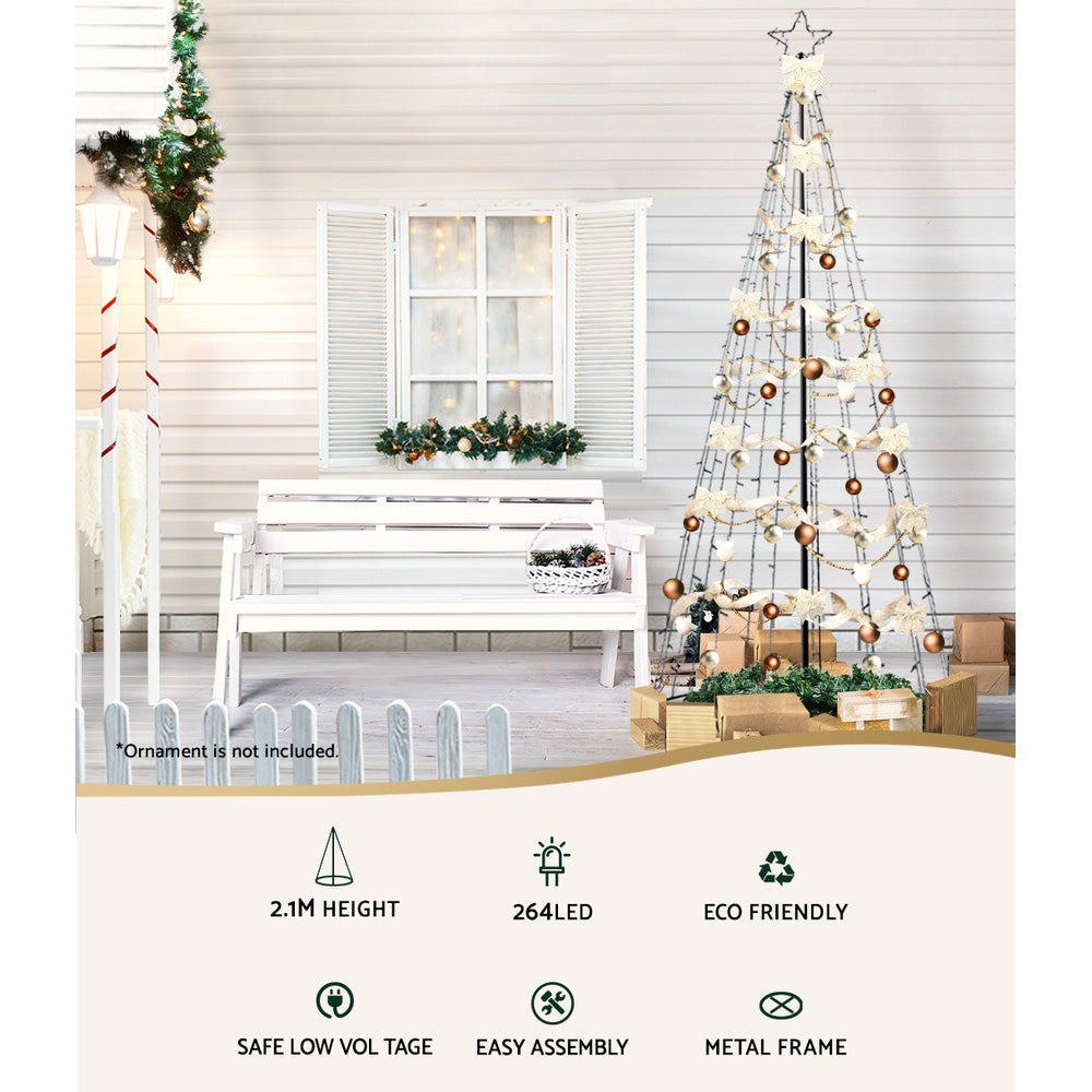 7FT Solar Warm White LED Christmas Tree with Star Topper