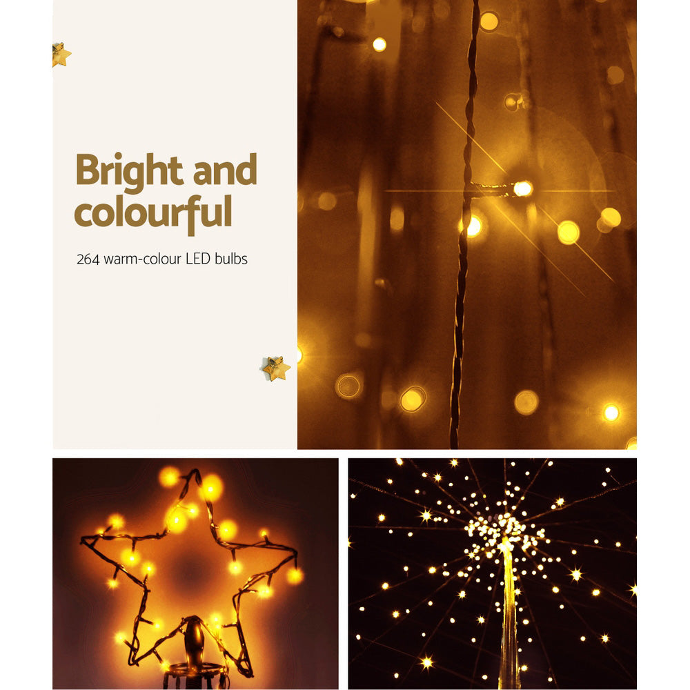 7FT Solar Warm White LED Christmas Tree with Star Topper