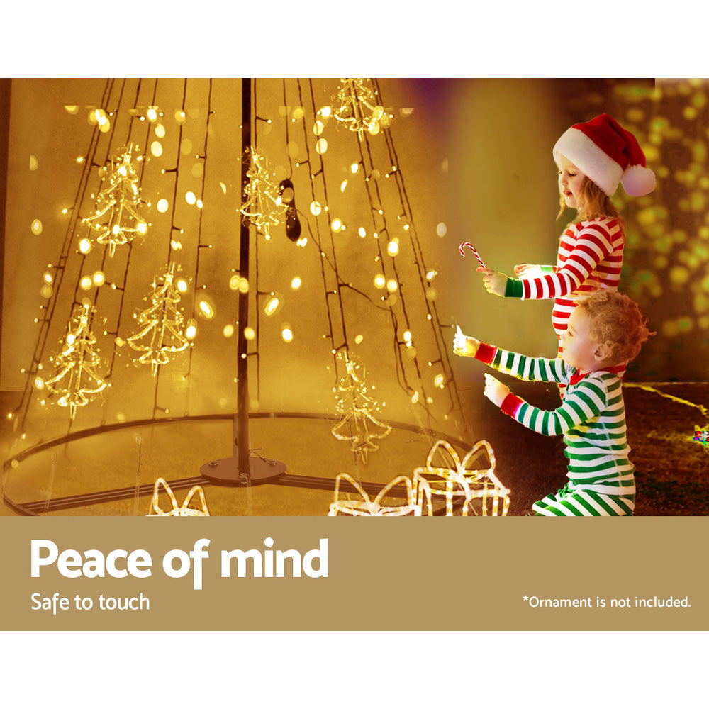 7FT Solar Warm White LED Christmas Tree with Star Topper