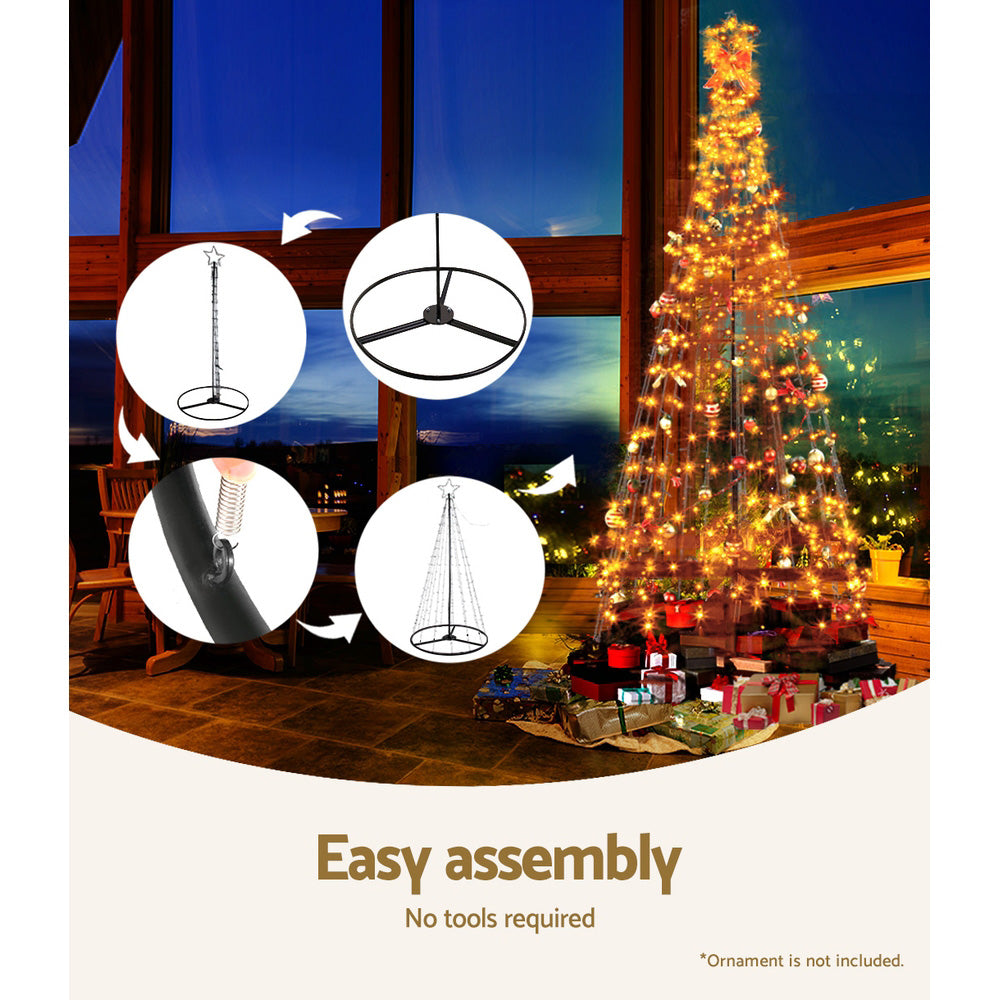 7FT Solar Warm White LED Christmas Tree with Star Topper